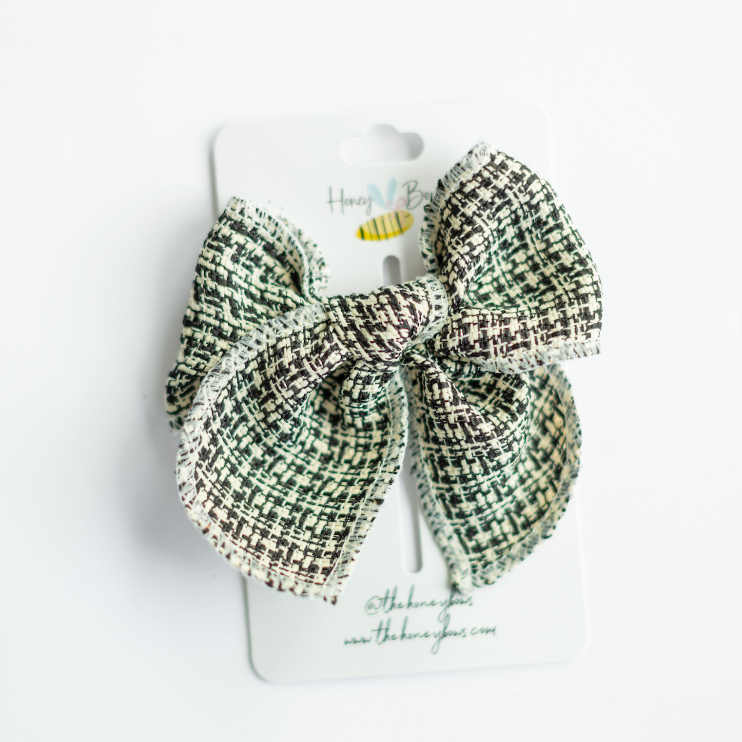 Holiday Tweed Bow: Black + White