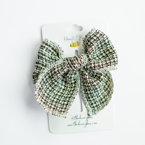 Holiday Tweed Bow: Black + White