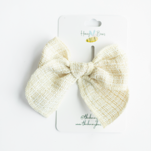 Holiday Tweed Bow: Ivory